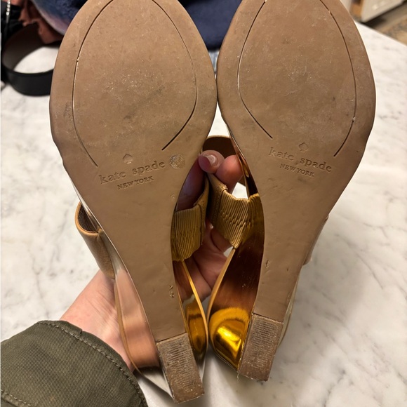 Leather Wedge Slide Sandals - Tan - Picture 3 of 3